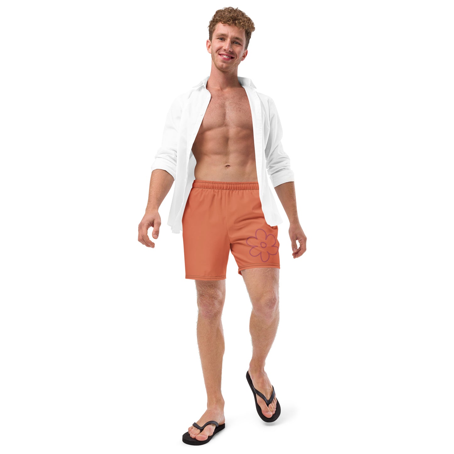 Maillots de Bain Homme Orange Terracotta- Confort et Praticité pour l'Été