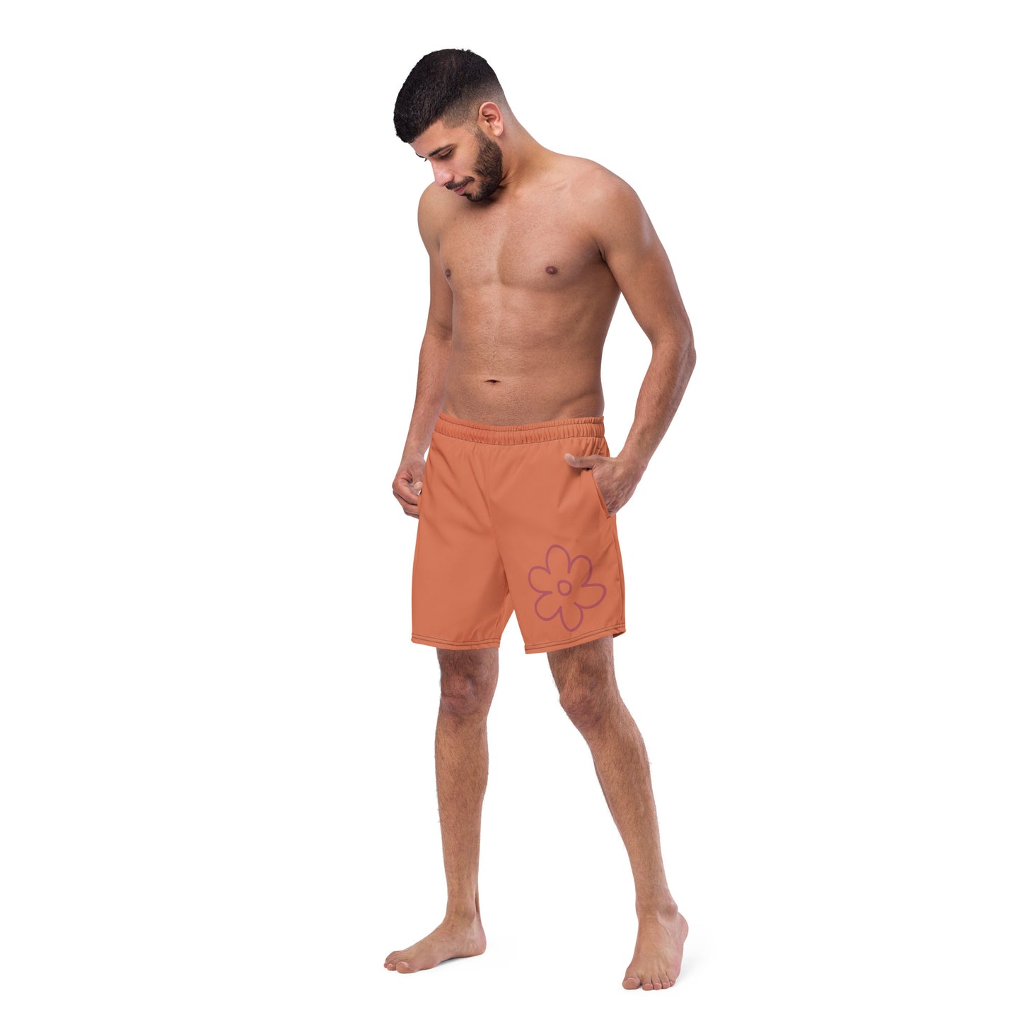 Maillots de Bain Homme Orange Terracotta- Confort et Praticité pour l'Été