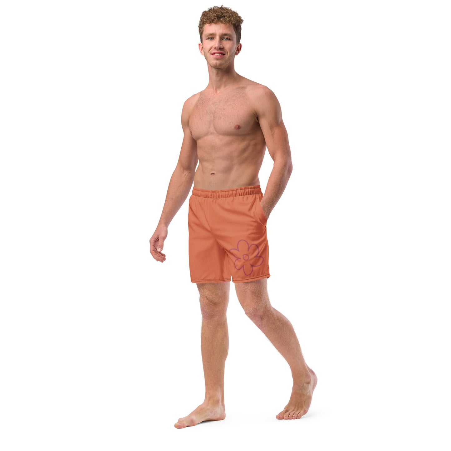 Maillots de Bain Homme Orange Terracotta- Confort et Praticité pour l'Été