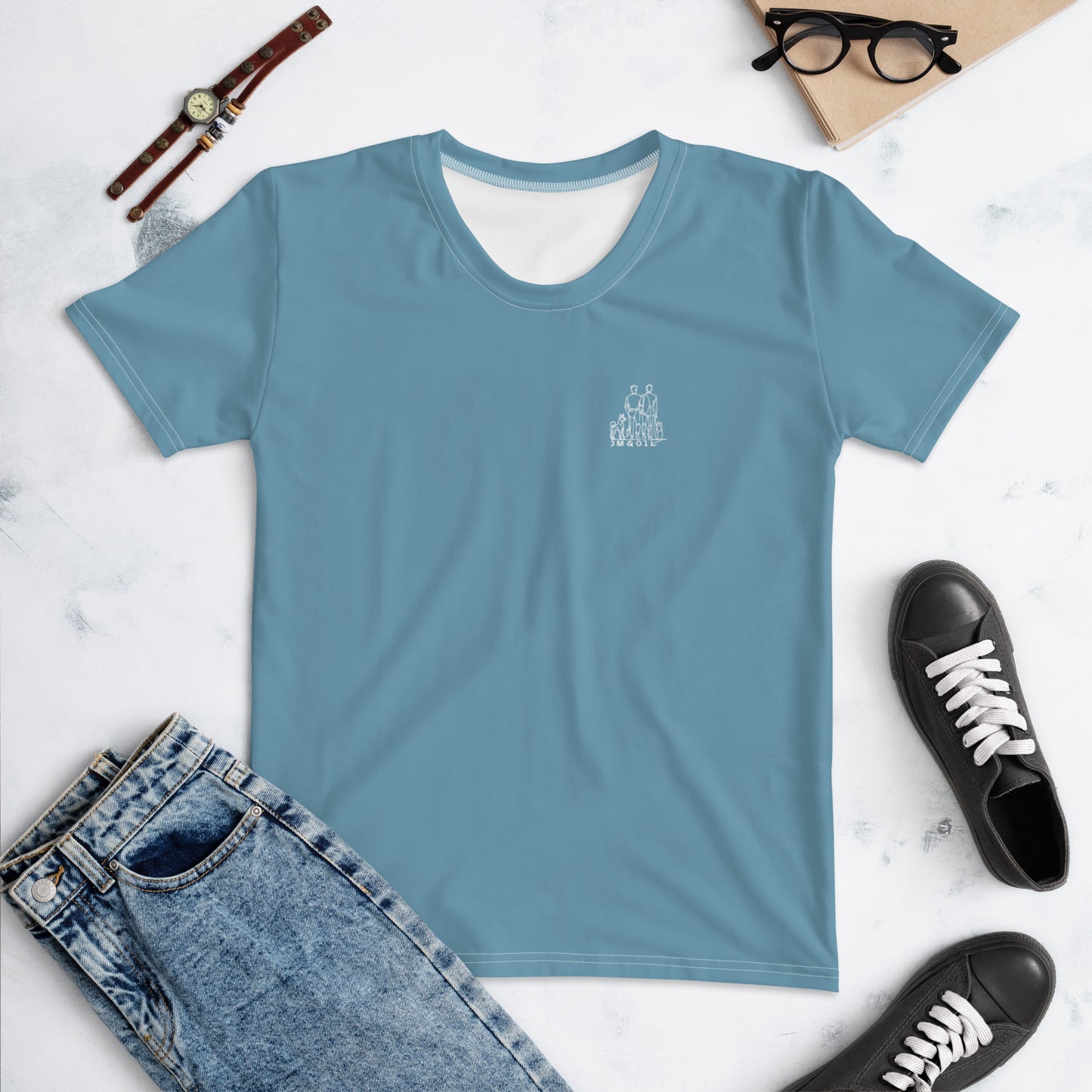 T-shirt Femme Bleu Gris - "Simplement JM&Oli"