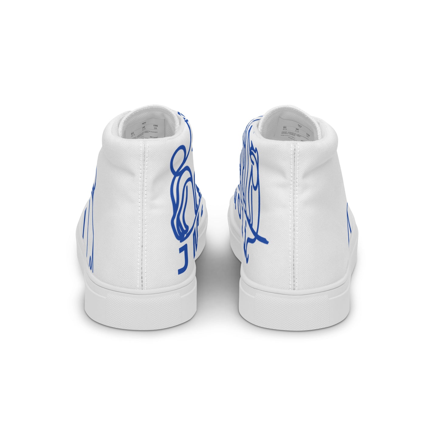 Baskets Hautes en Toile Homme blanche logo Bleu Roi