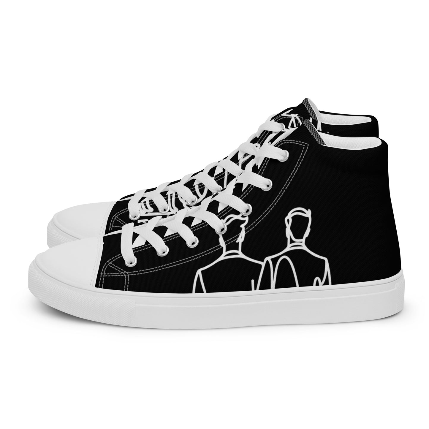 Baskets Hautes en Toile Homme noir logo Blanc