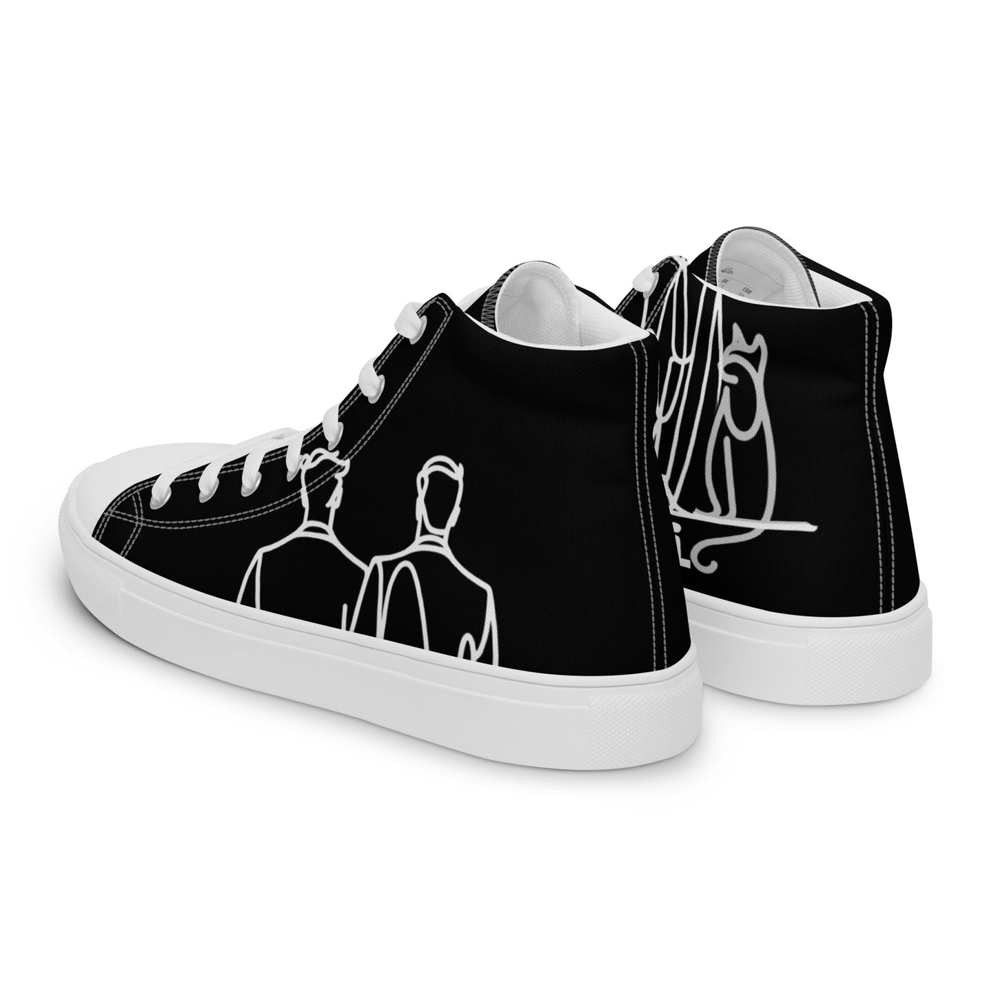 Baskets Hautes en Toile Homme noir logo Blanc