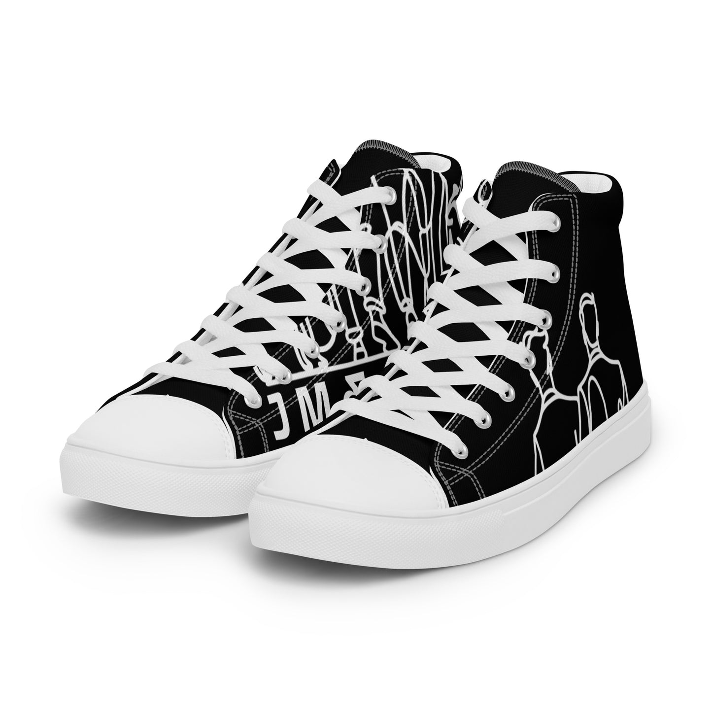 Baskets Hautes en Toile Homme noir logo Blanc