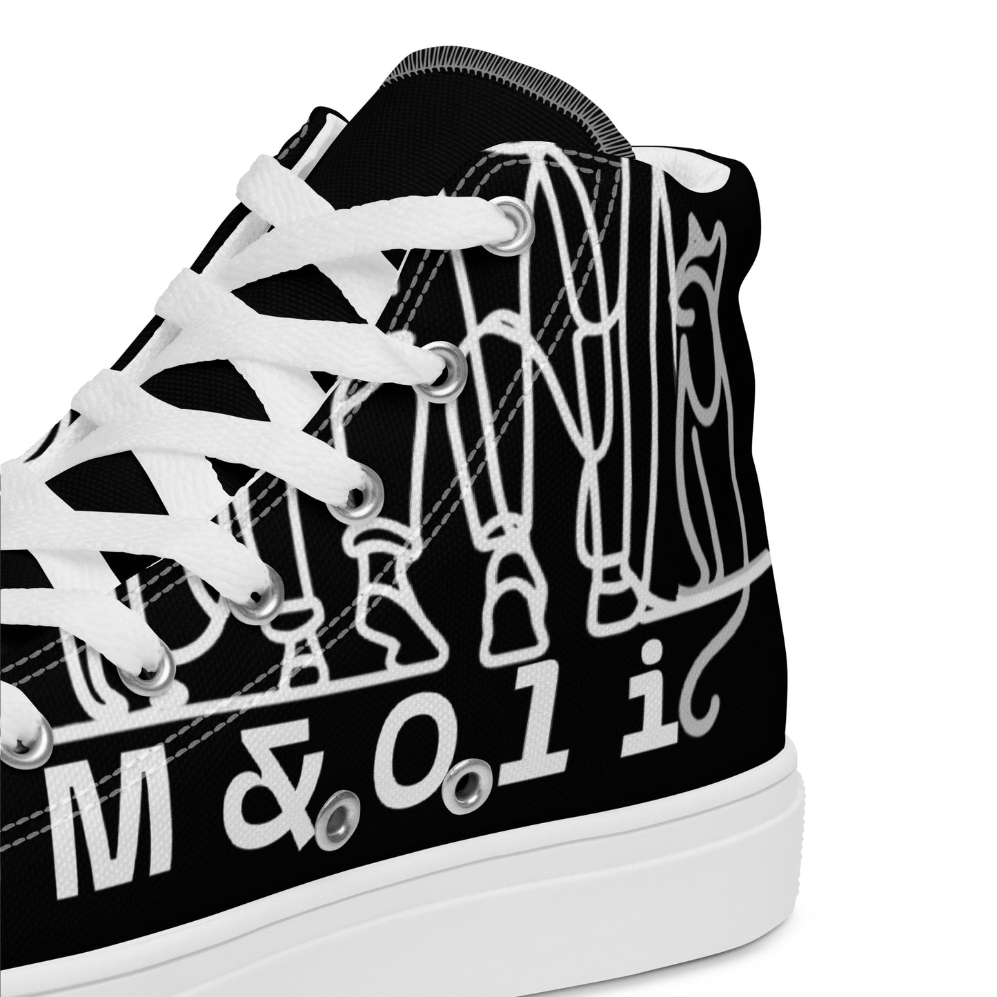 Baskets Hautes en Toile Homme noir logo Blanc