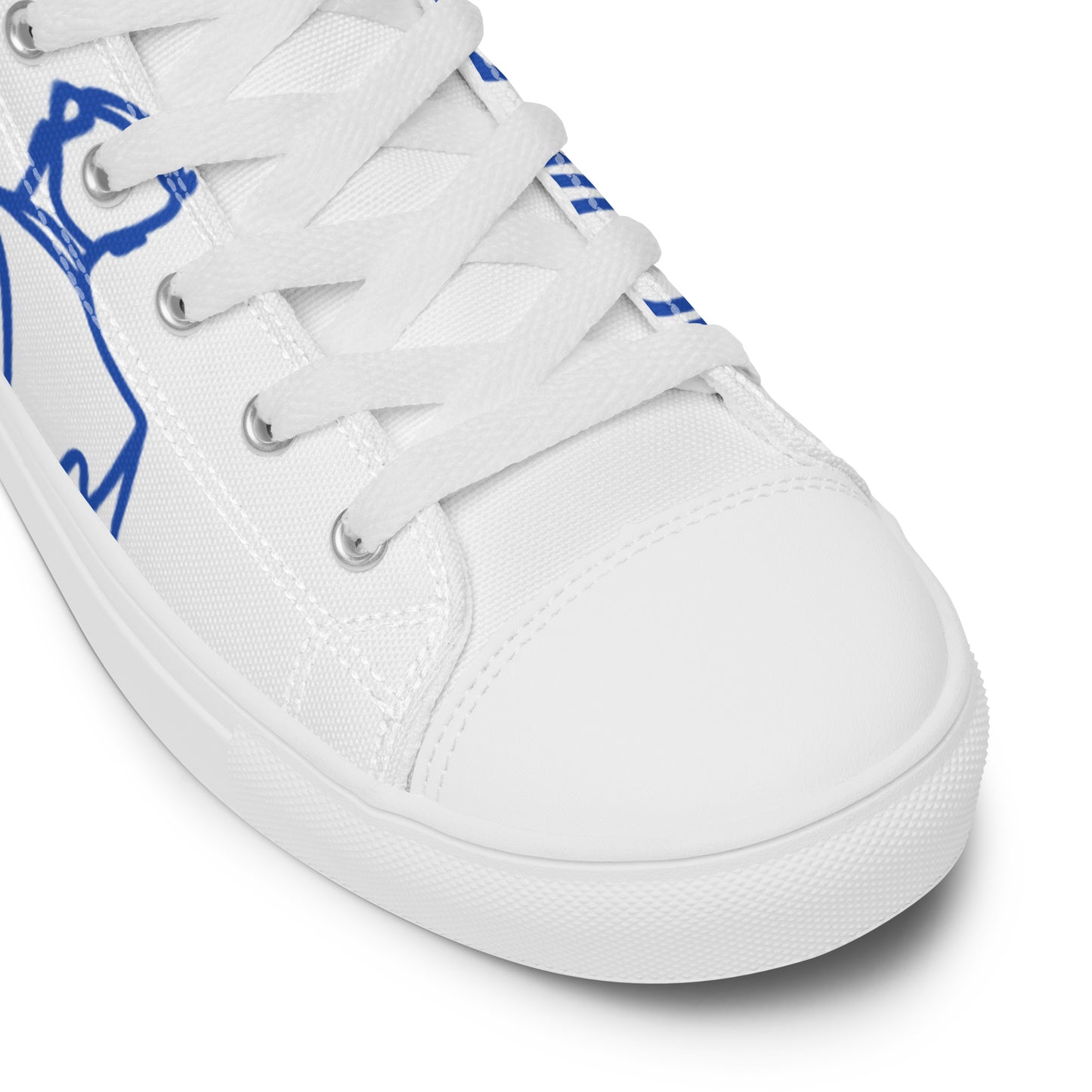 Baskets Hautes en Toile Homme blanche logo Bleu Roi