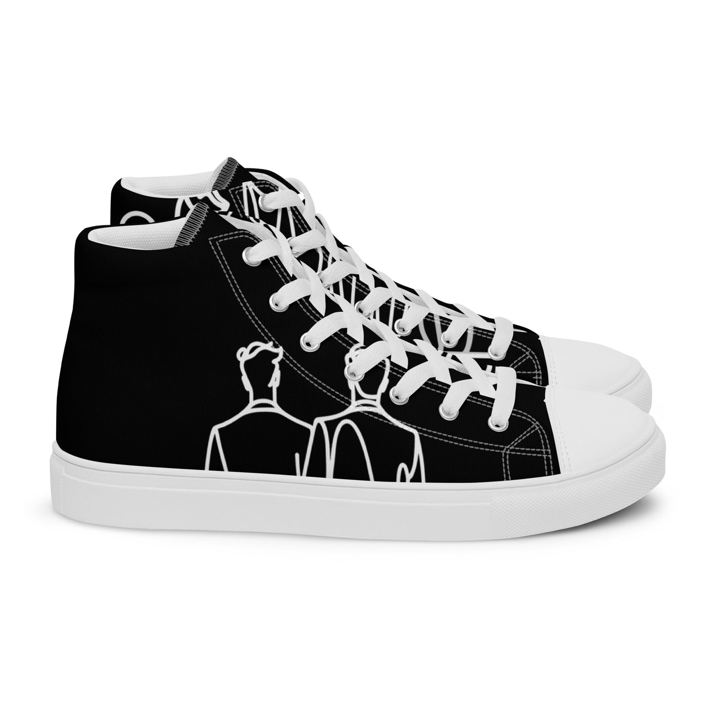 Baskets Hautes en Toile Homme noir logo Blanc