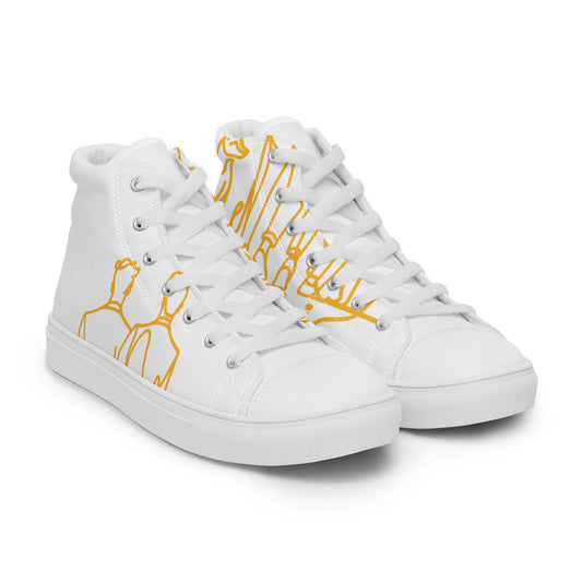 Baskets Hautes en Toile Homme blanche logo Jaune Lumière