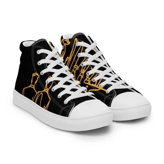 Baskets Hautes en Toile Homme noir logo Jaune Lumière