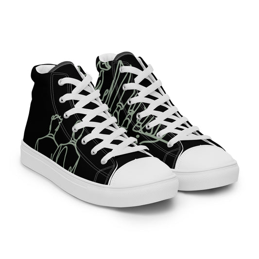 Baskets Hautes en Toile Homme noir logo Vert de Gris