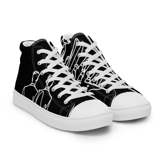 Baskets Hautes en Toile Homme noir logo Blanc