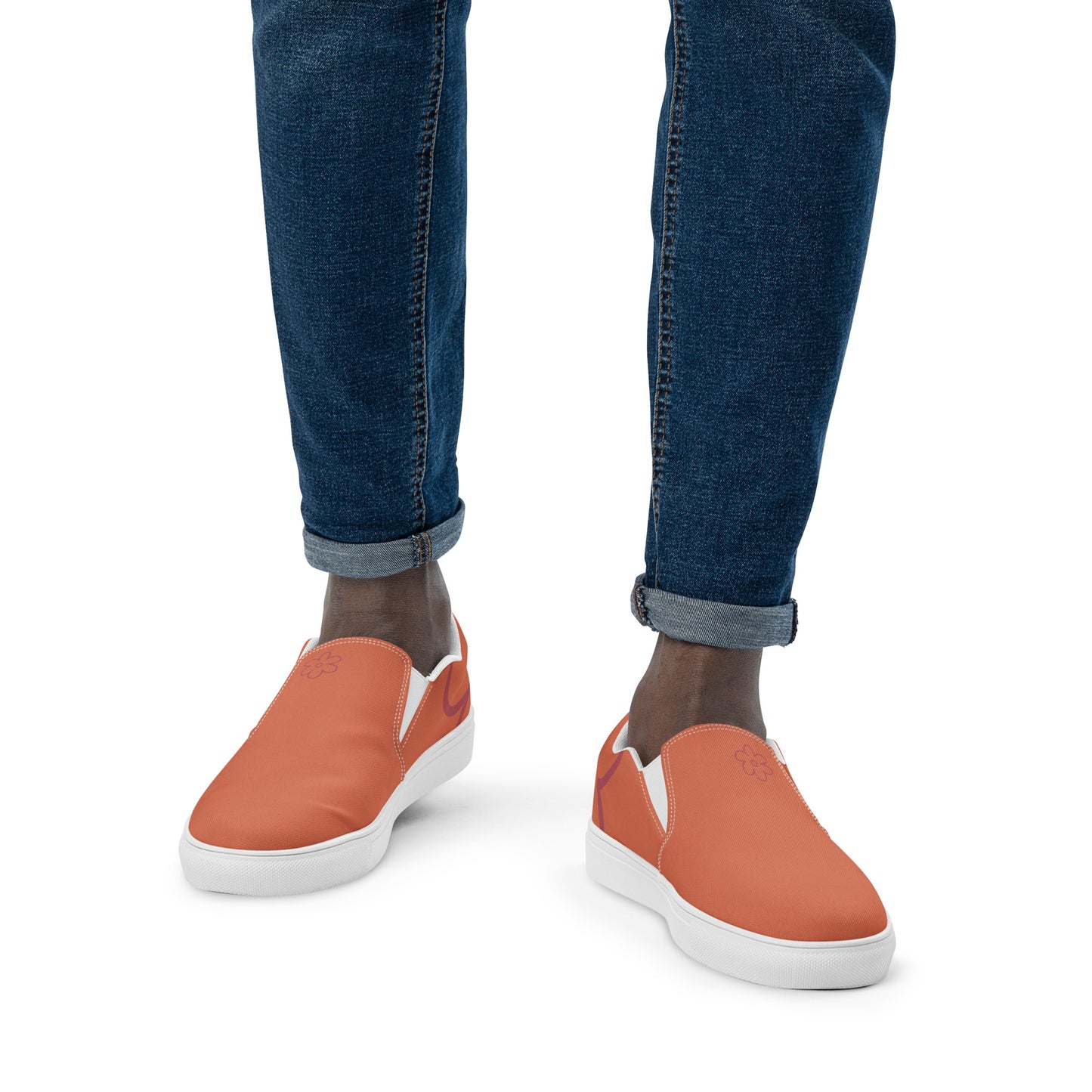 Tennis en Toile sans Lacets pour Homme - Orange Terracotta