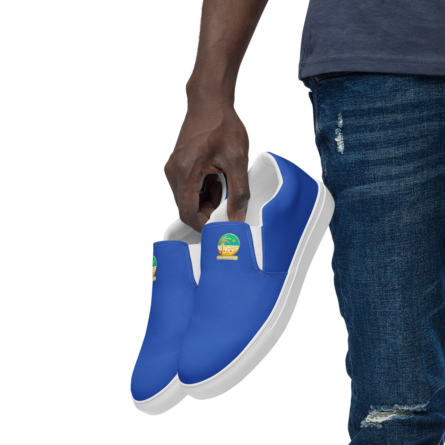 Tennis en Toile sans Lacets pour Homme - #YesWeCannes Bleu roi