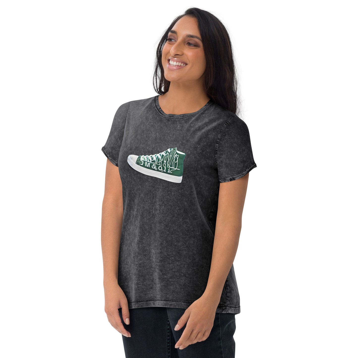 T-shirt en Denim pour Femme basket Green Court