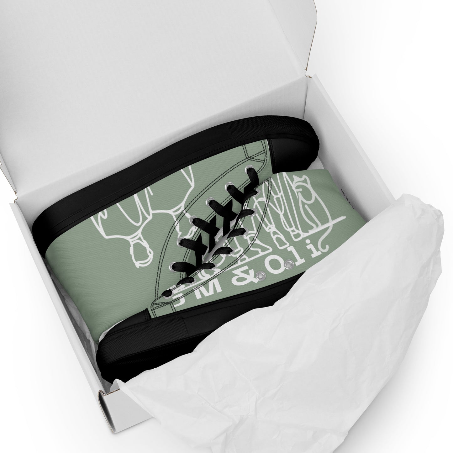 Baskets Hautes en Toile Femme Vert de Gris - "Simplement JM&Oli"