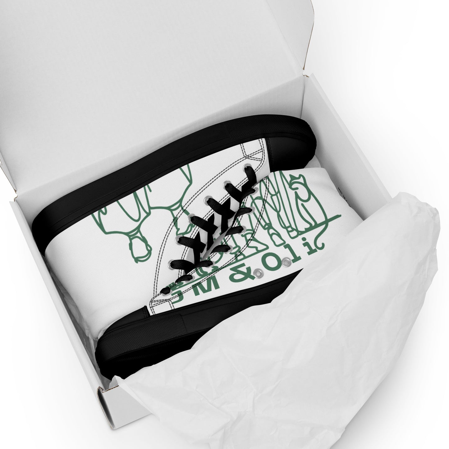 Baskets Hautes en Toile Femme Blanche logo Green Court