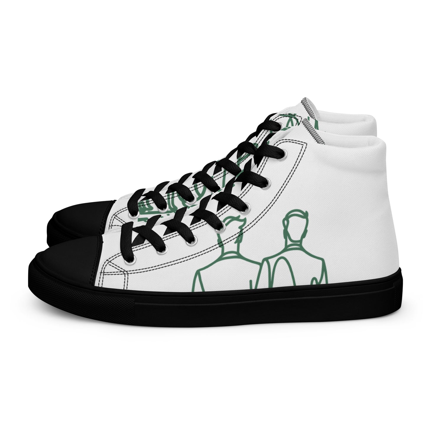 Baskets Hautes en Toile Femme Blanche logo Green Court