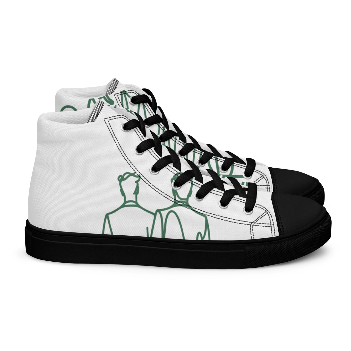 Baskets Hautes en Toile Femme Blanche logo Green Court