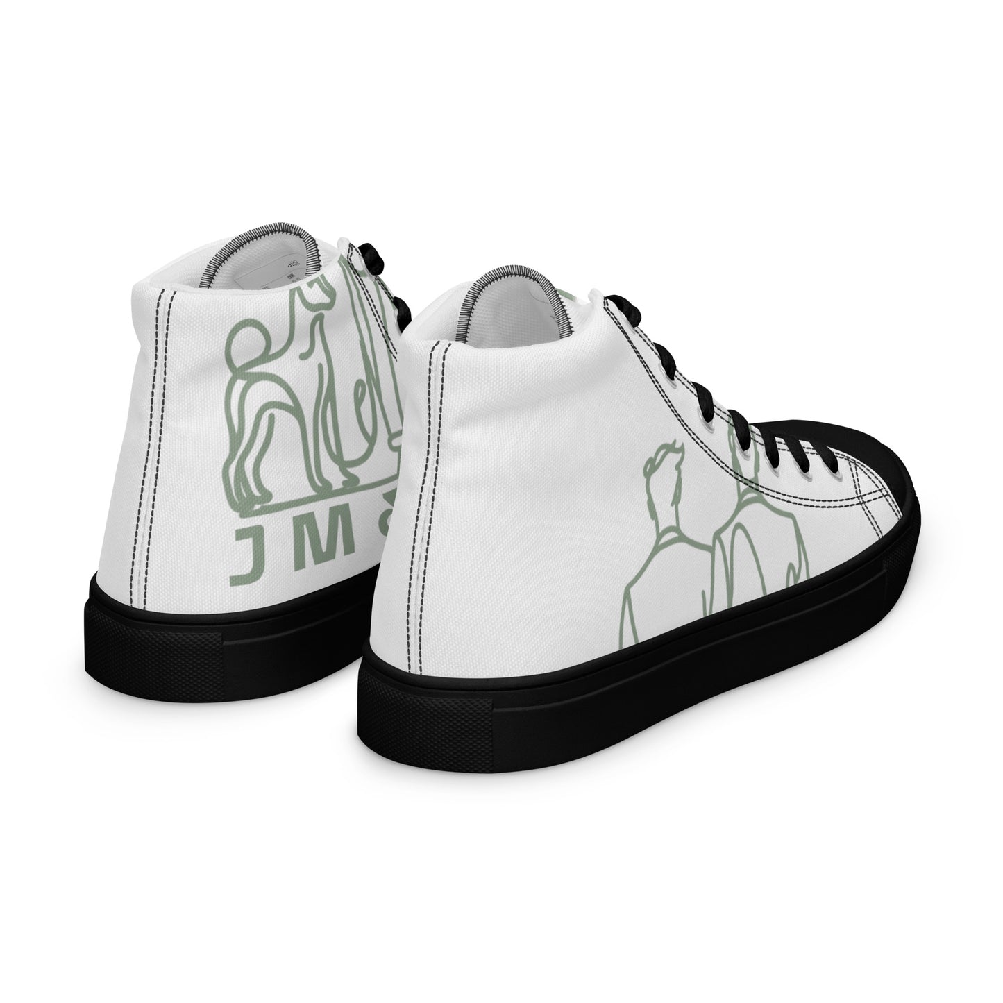 Baskets Hautes en Toile Femme Blanche logo Vert de Gris