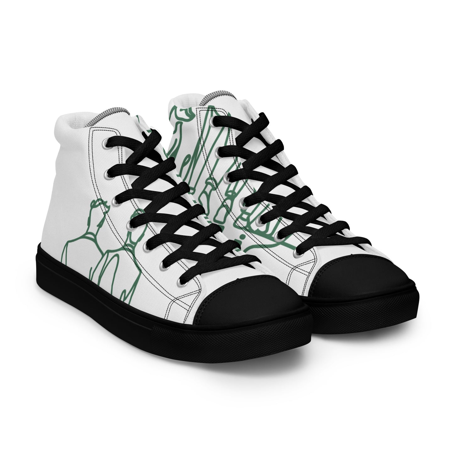 Baskets Hautes en Toile Femme Blanche logo Green Court