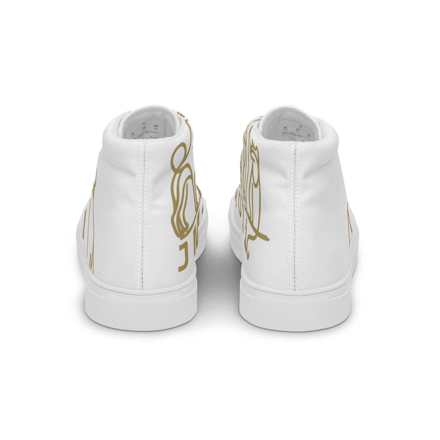 Baskets Hautes en Toile Femme Blanche logo Or