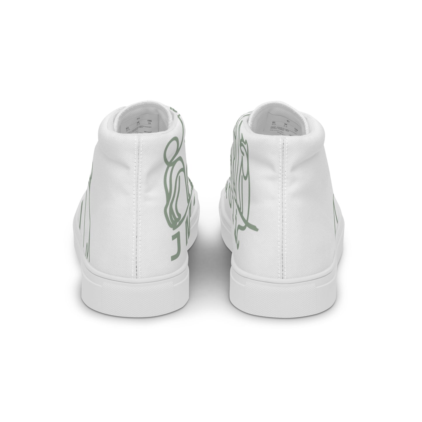 Baskets Hautes en Toile Femme Blanche logo Vert de Gris