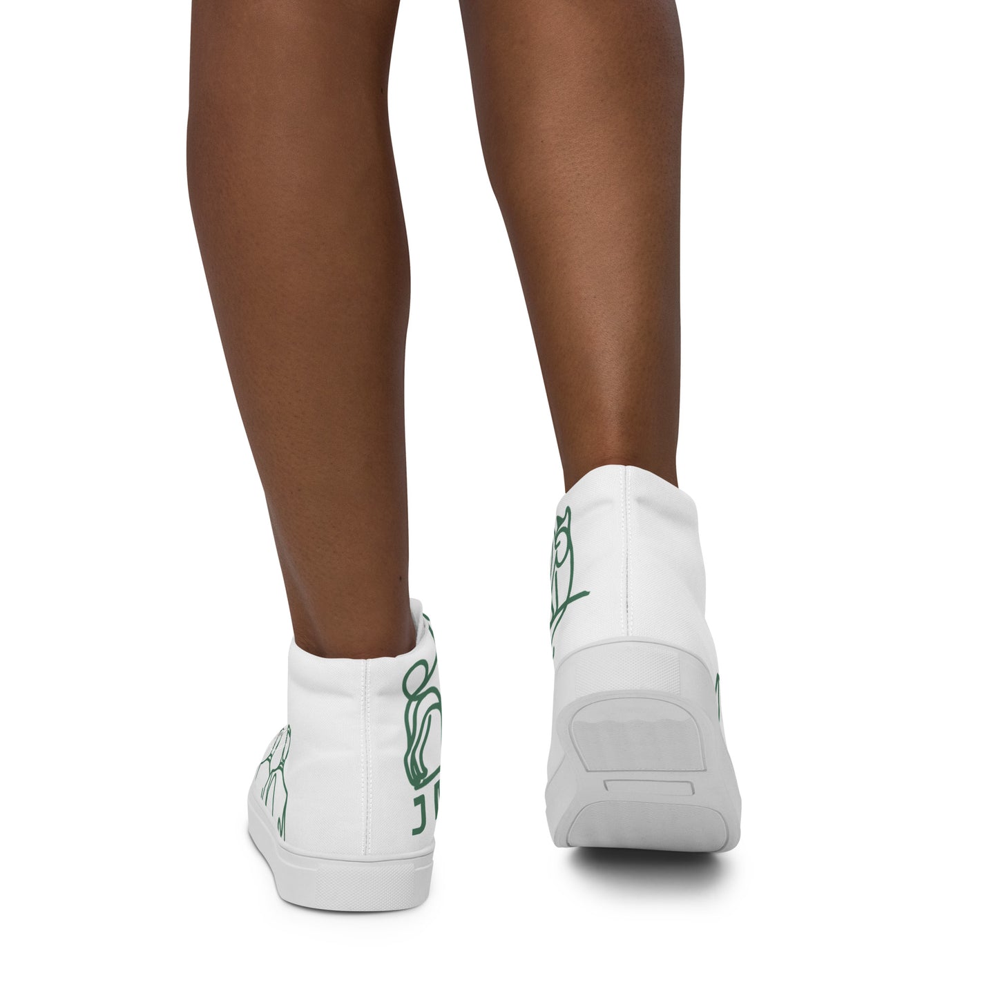 Baskets Hautes en Toile Femme Blanche logo Green Court