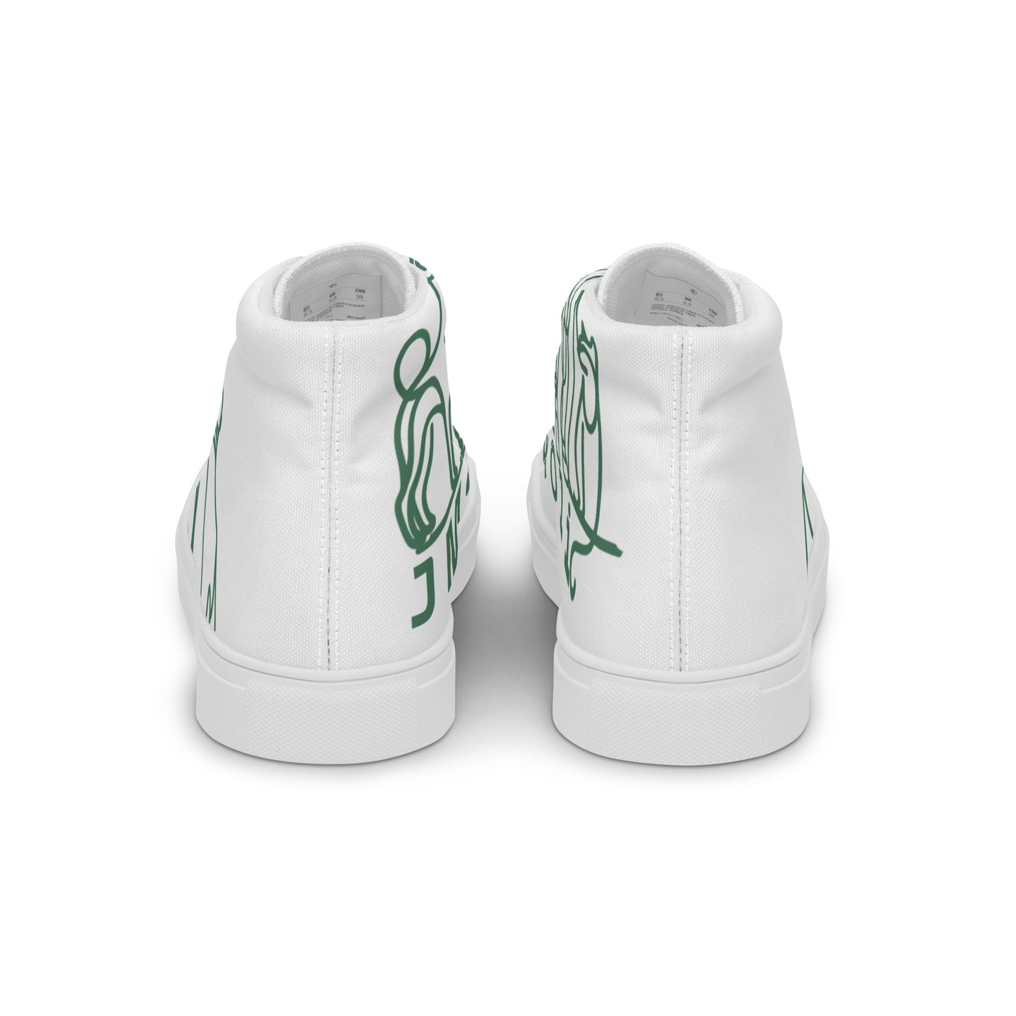 Baskets Hautes en Toile Femme Blanche logo Green Court