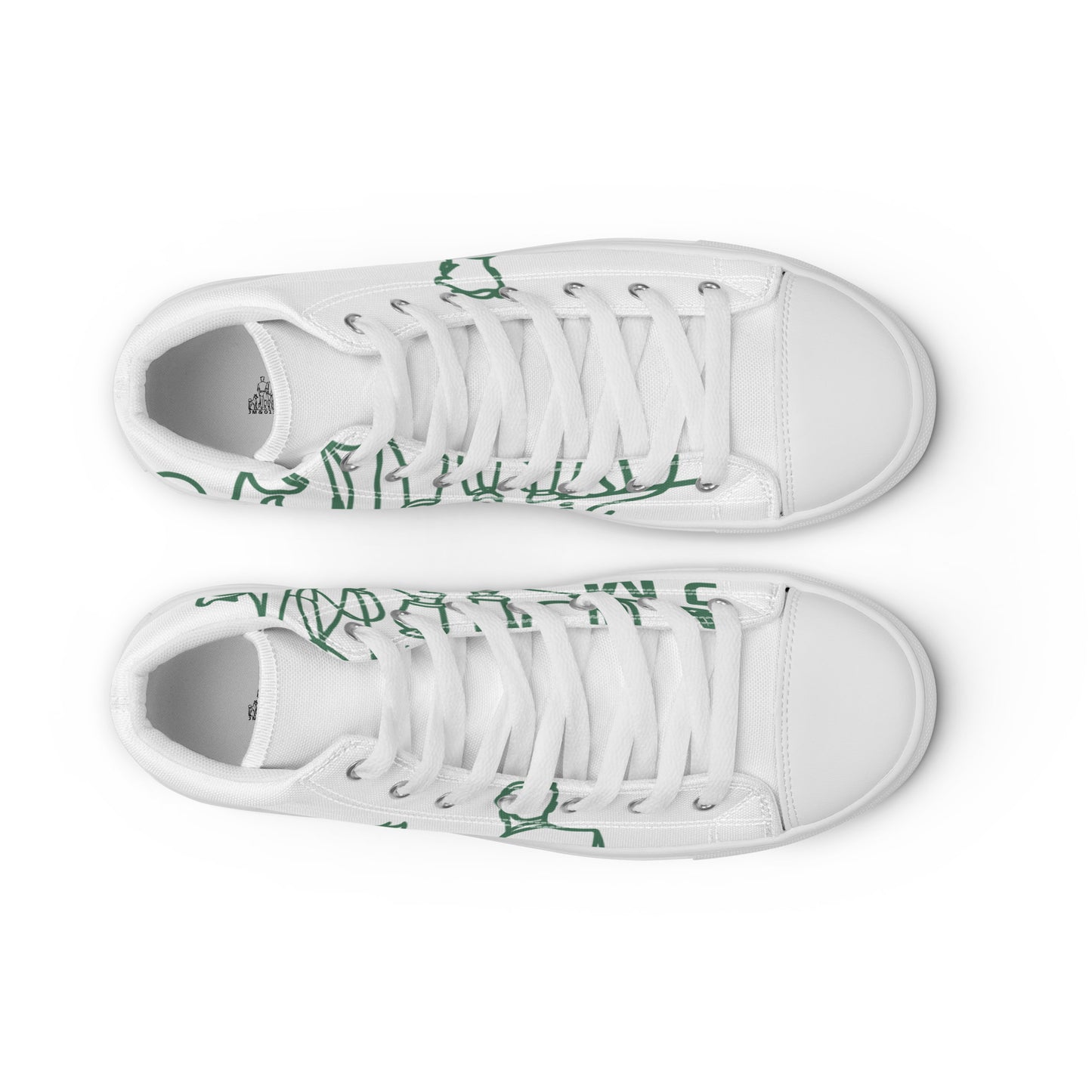 Baskets Hautes en Toile Femme Blanche logo Green Court