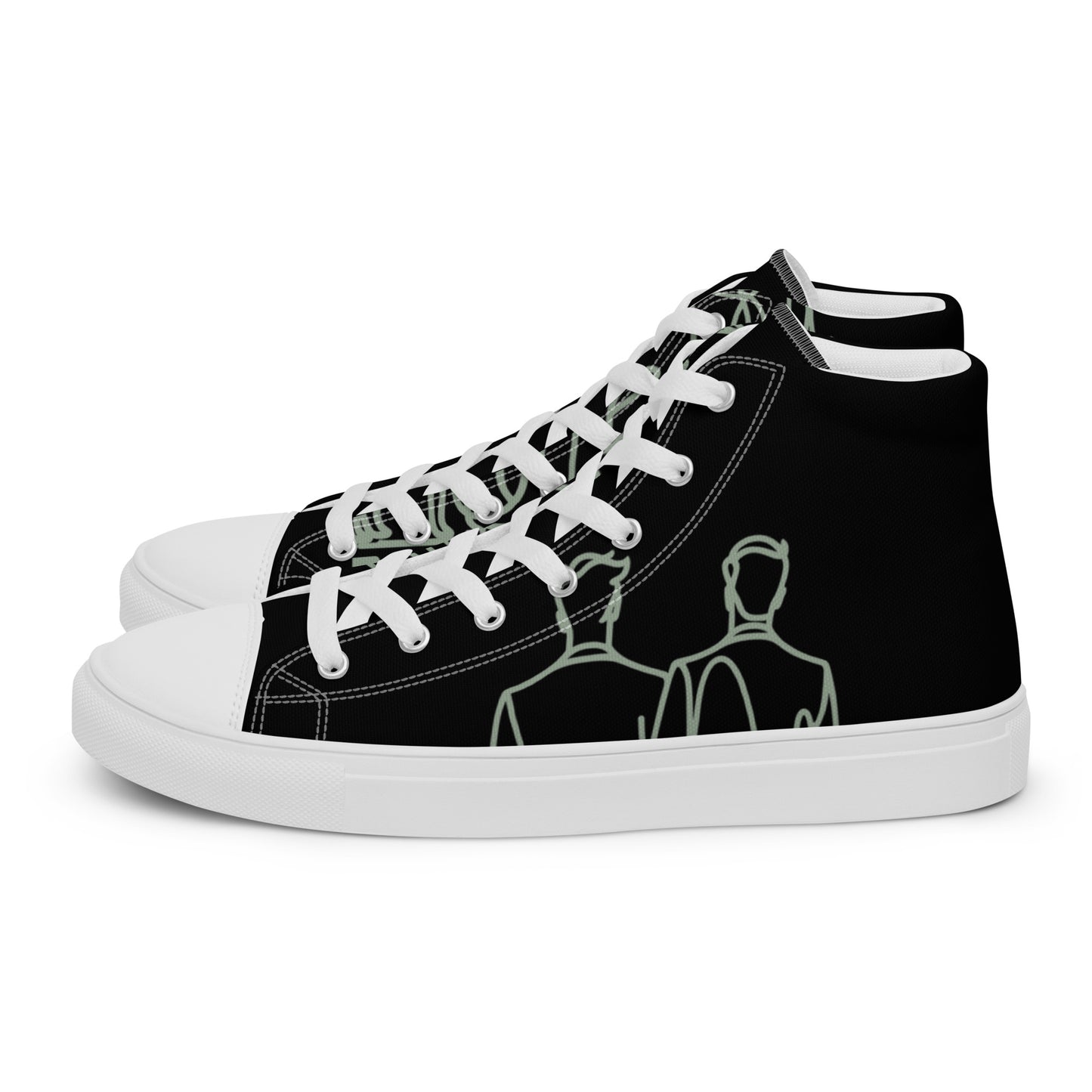 Baskets Hautes en Toile Femme Noir logo Vert de Gris