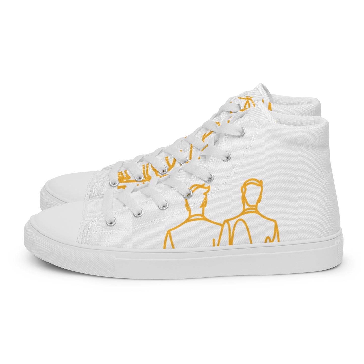 Baskets Hautes en Toile Femme Blanche logo Jaune Lumière