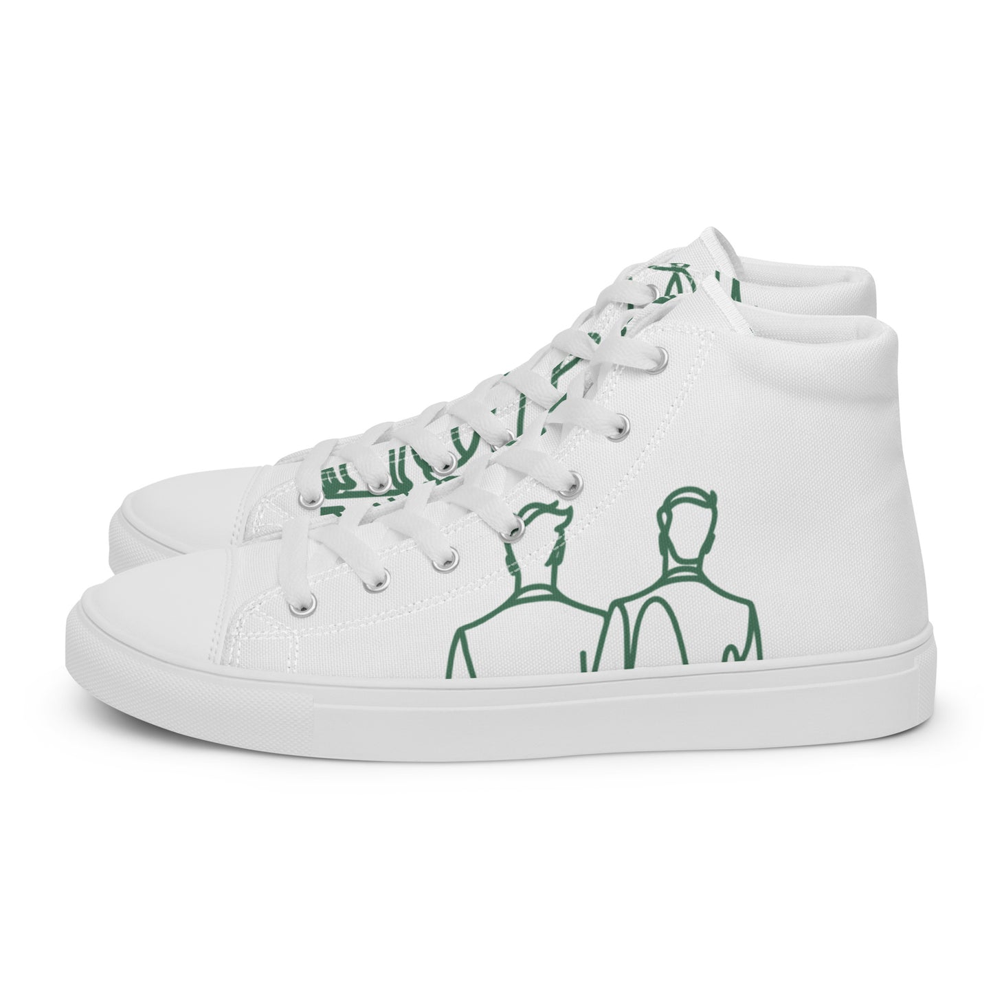 Baskets Hautes en Toile Femme Blanche logo Green Court