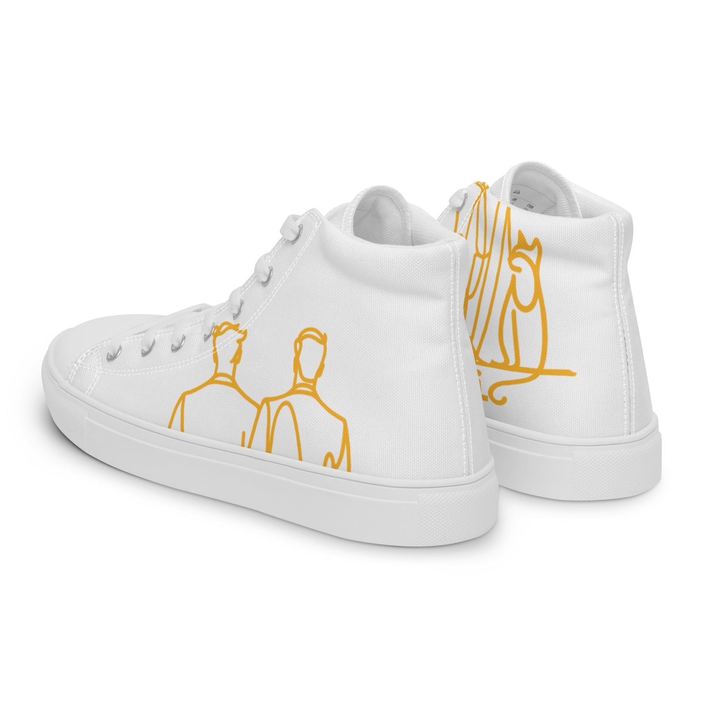 Baskets Hautes en Toile Femme Blanche logo Jaune Lumière