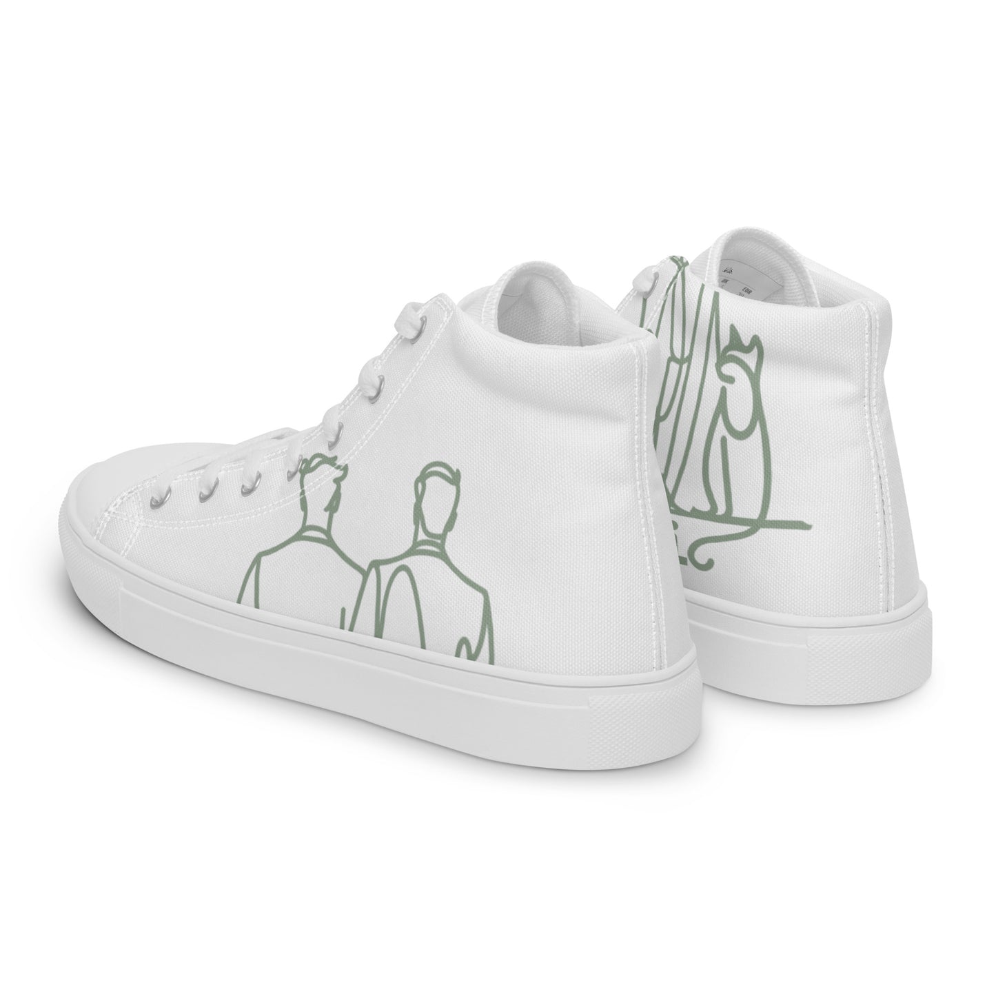 Baskets Hautes en Toile Femme Blanche logo Vert de Gris