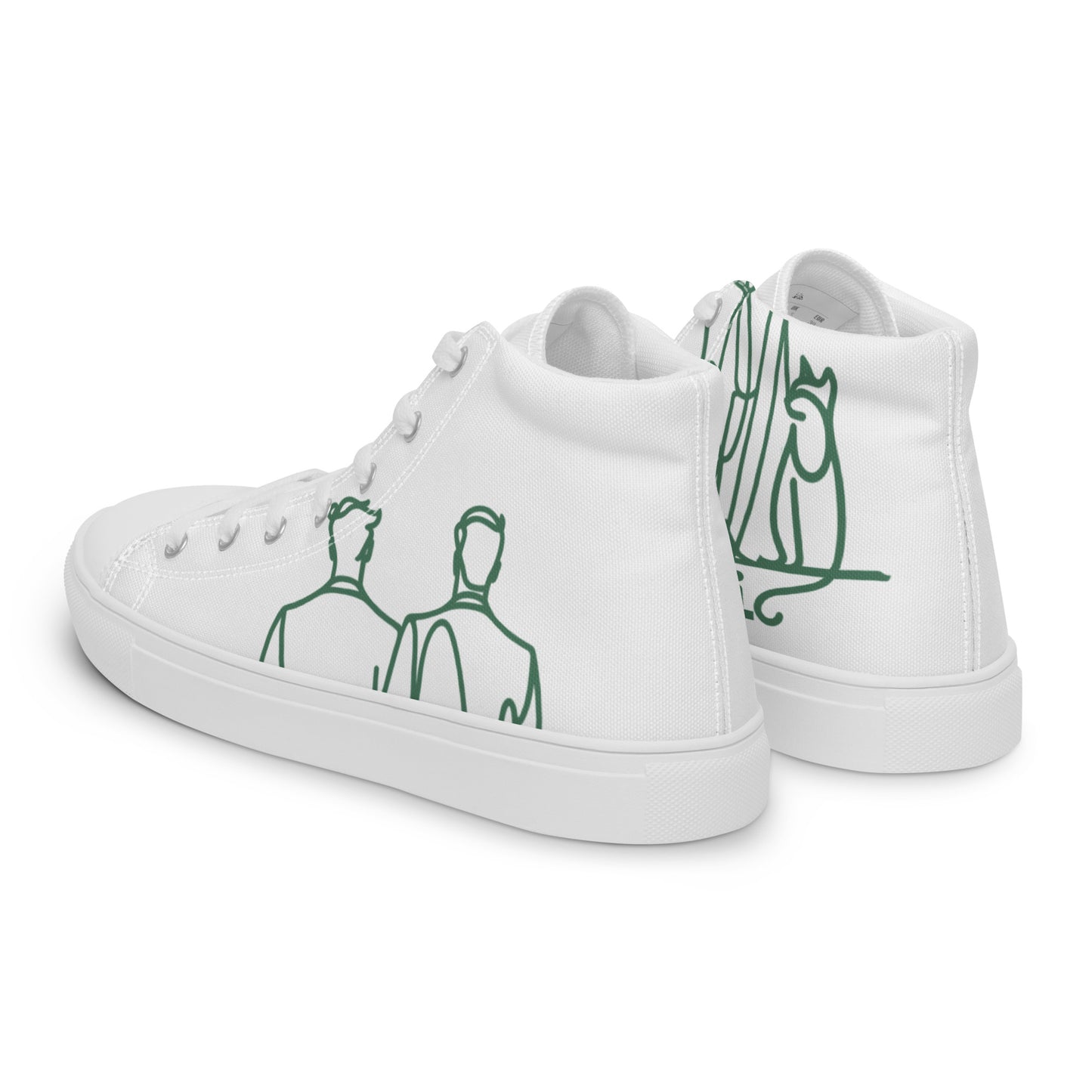 Baskets Hautes en Toile Femme Blanche logo Green Court