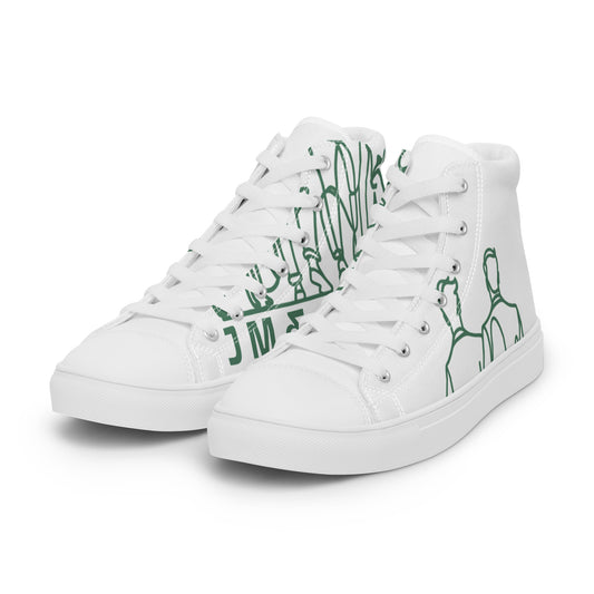 Baskets Hautes en Toile Femme Blanche logo Green Court