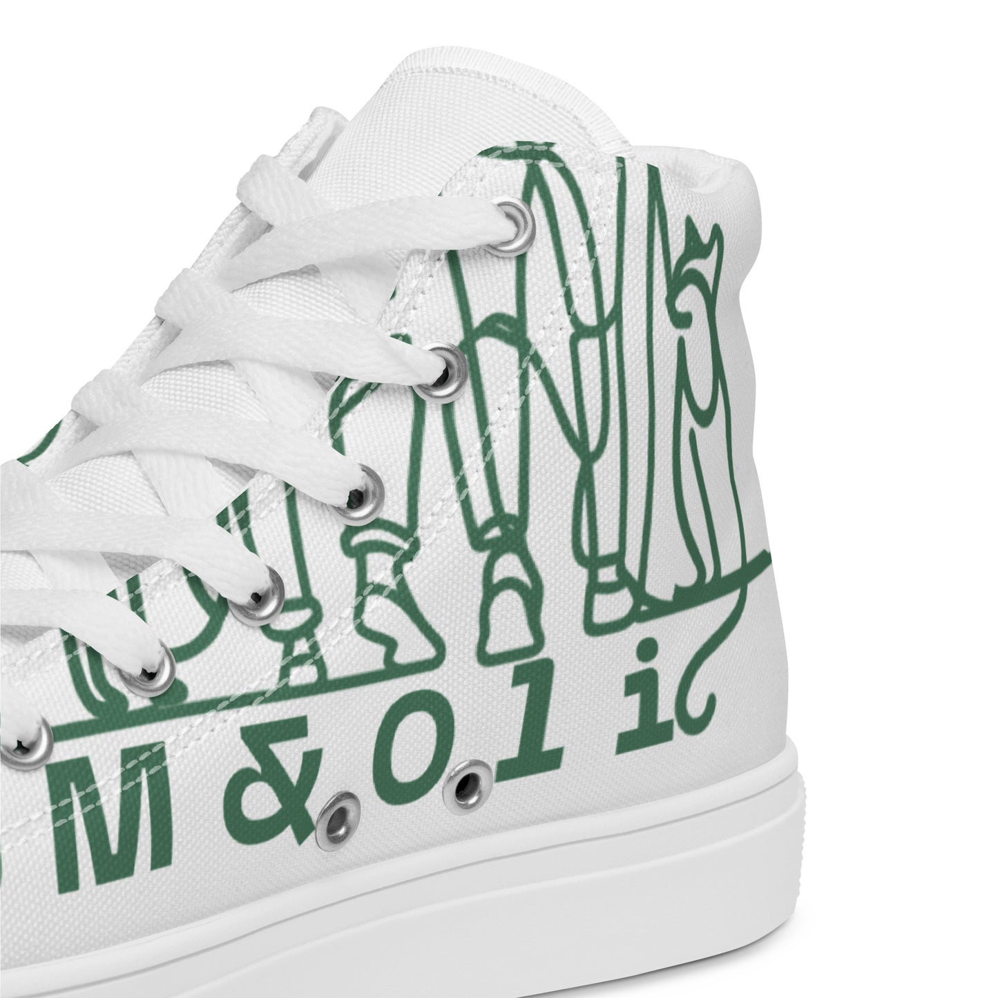 Baskets Hautes en Toile Femme Blanche logo Green Court