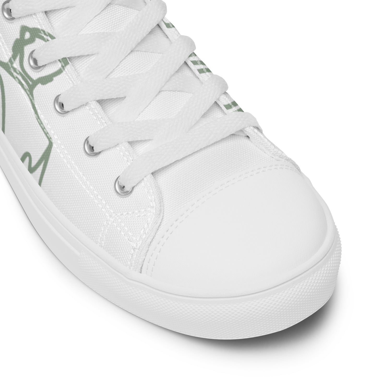 Baskets Hautes en Toile Femme Blanche logo Vert de Gris