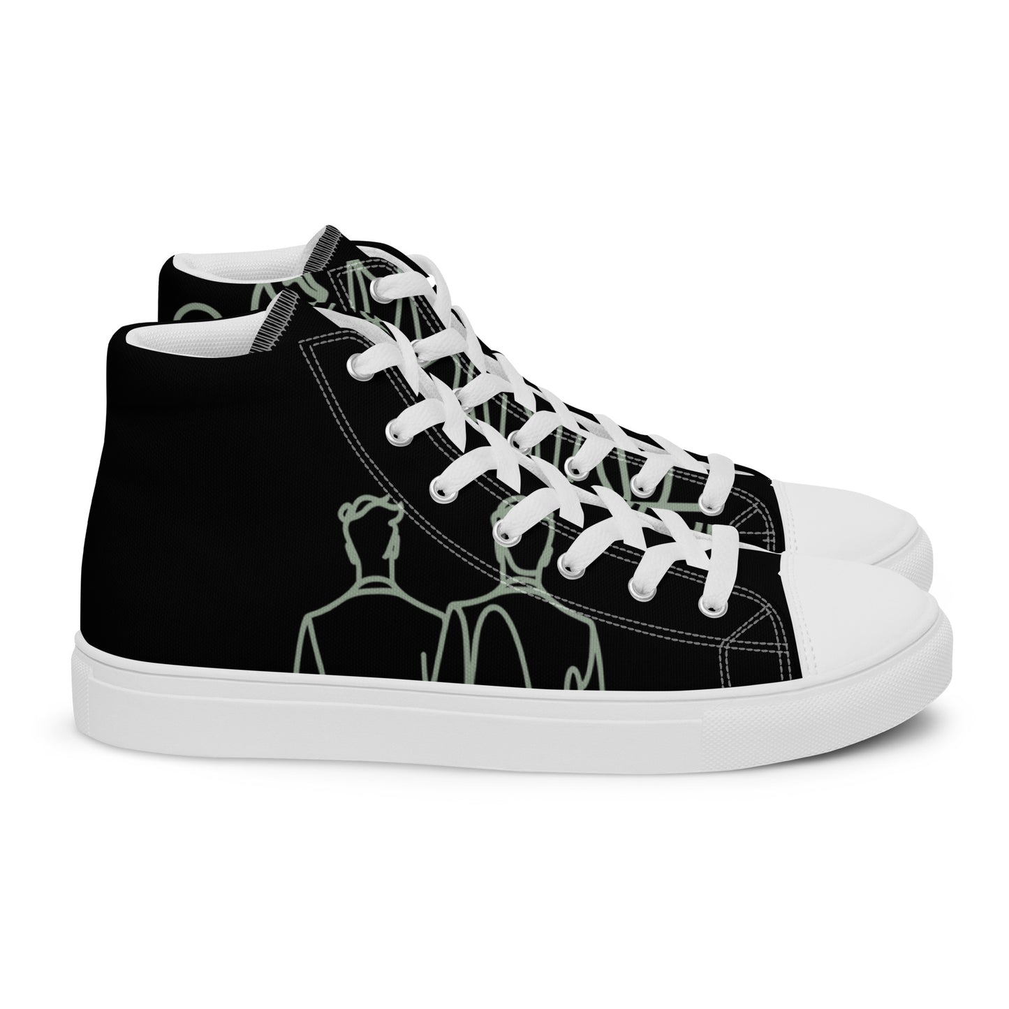 Baskets Hautes en Toile Femme Noir logo Vert de Gris