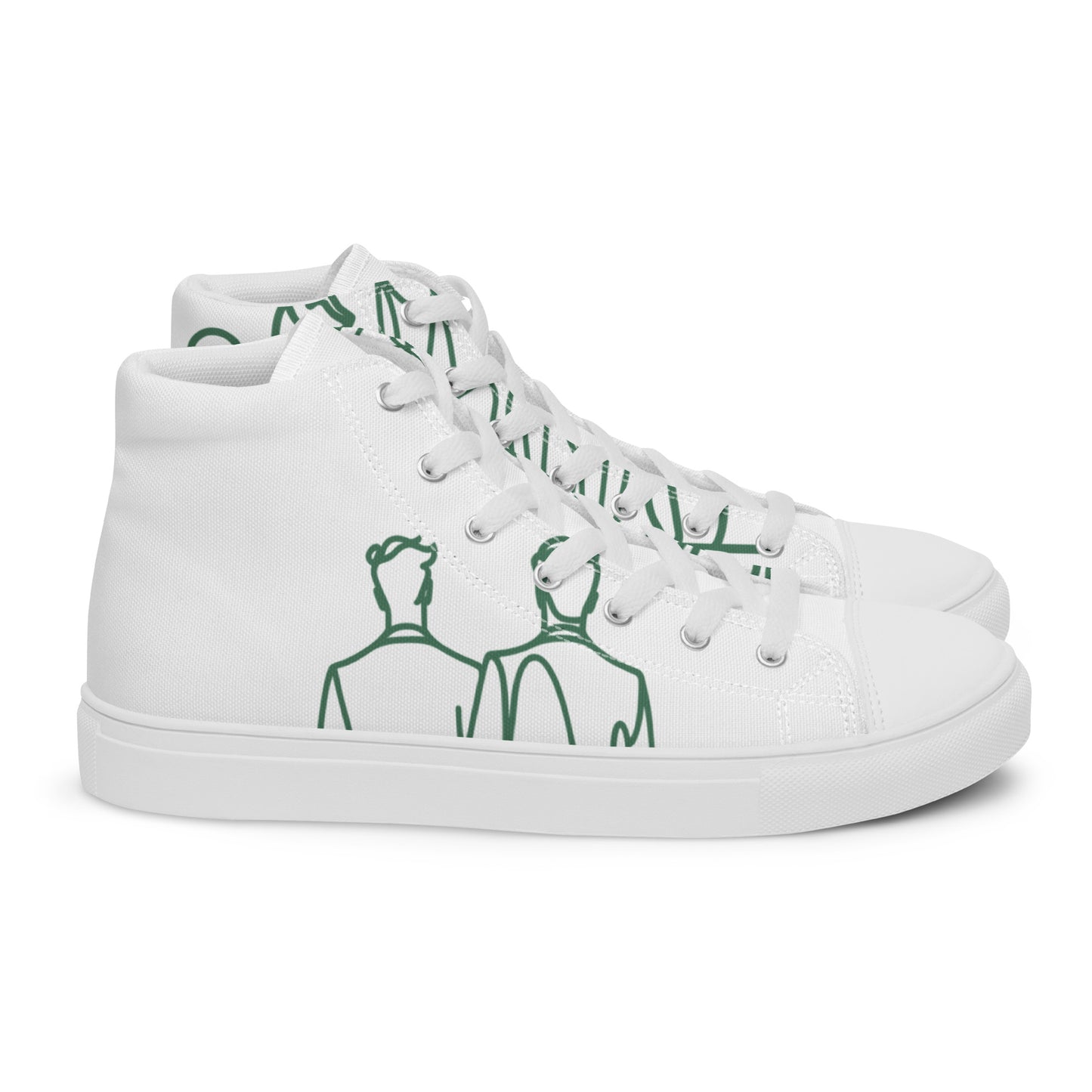 Baskets Hautes en Toile Femme Blanche logo Green Court