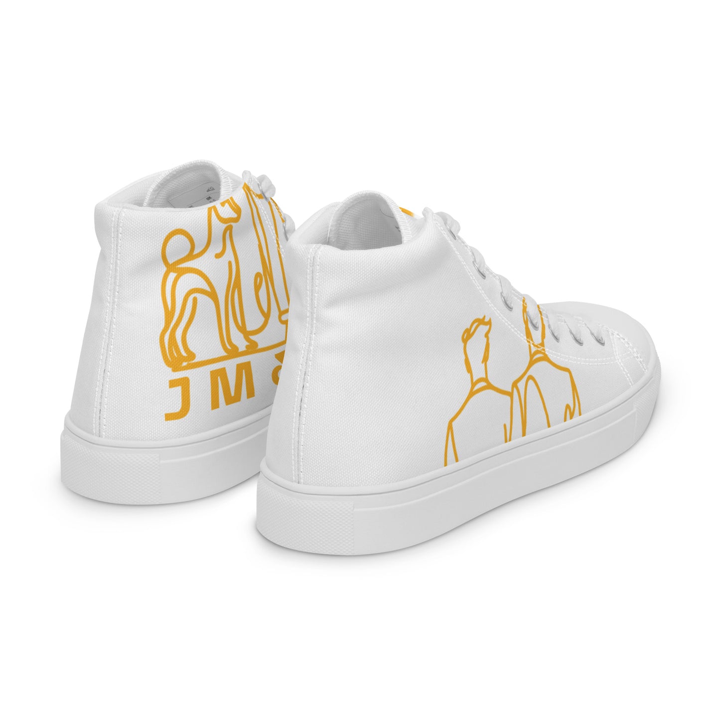 Baskets Hautes en Toile Femme Blanche logo Jaune Lumière