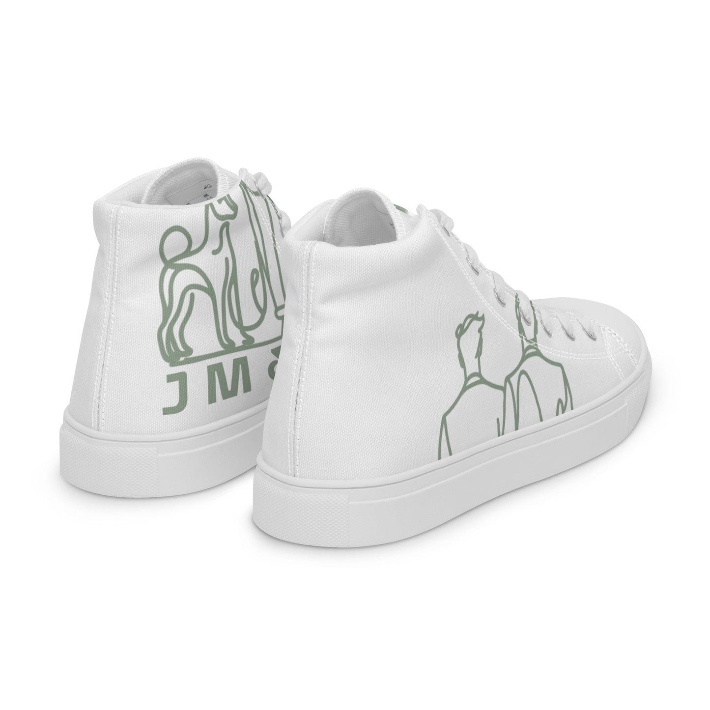 Baskets Hautes en Toile Femme Blanche logo Vert de Gris