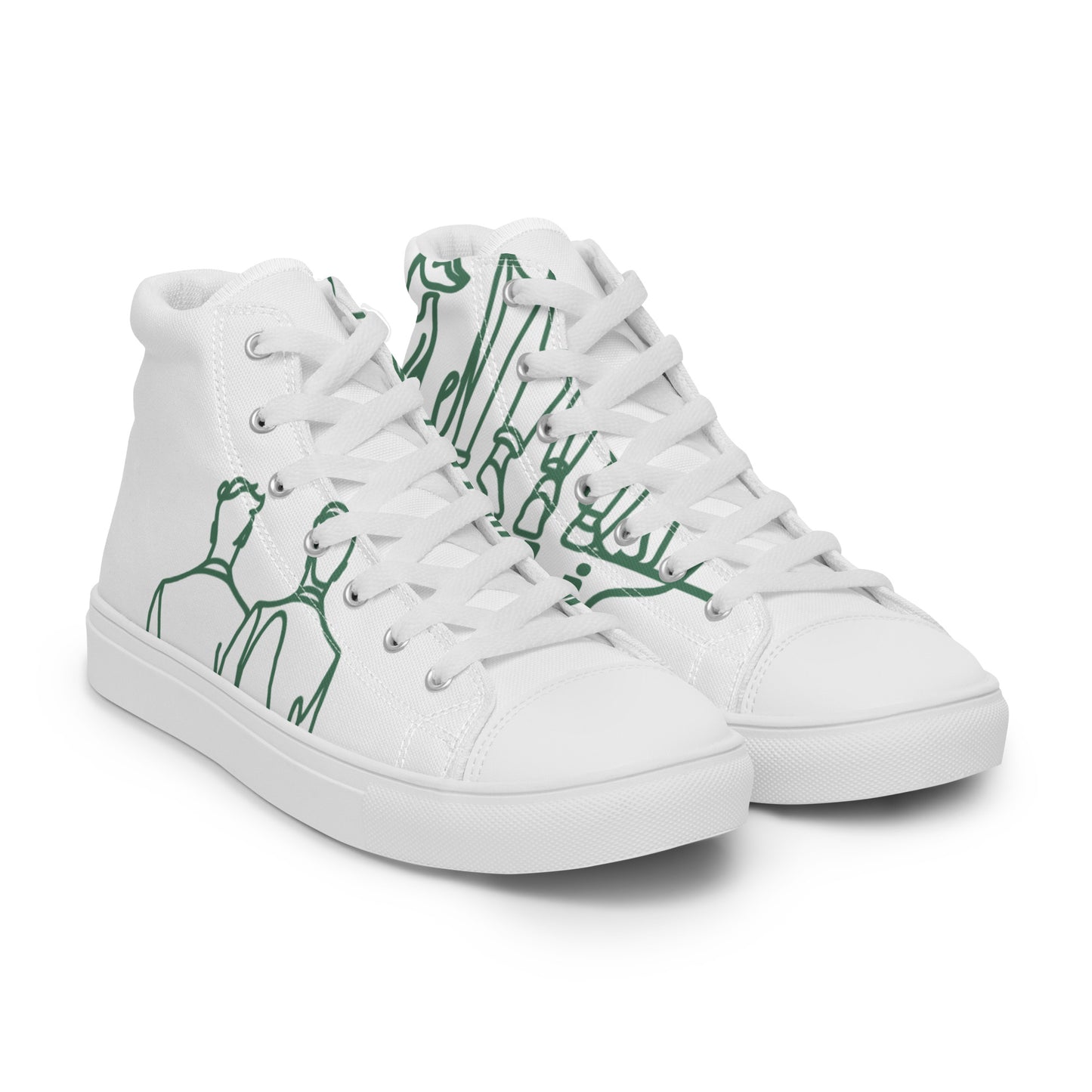 Baskets Hautes en Toile Femme Blanche logo Green Court