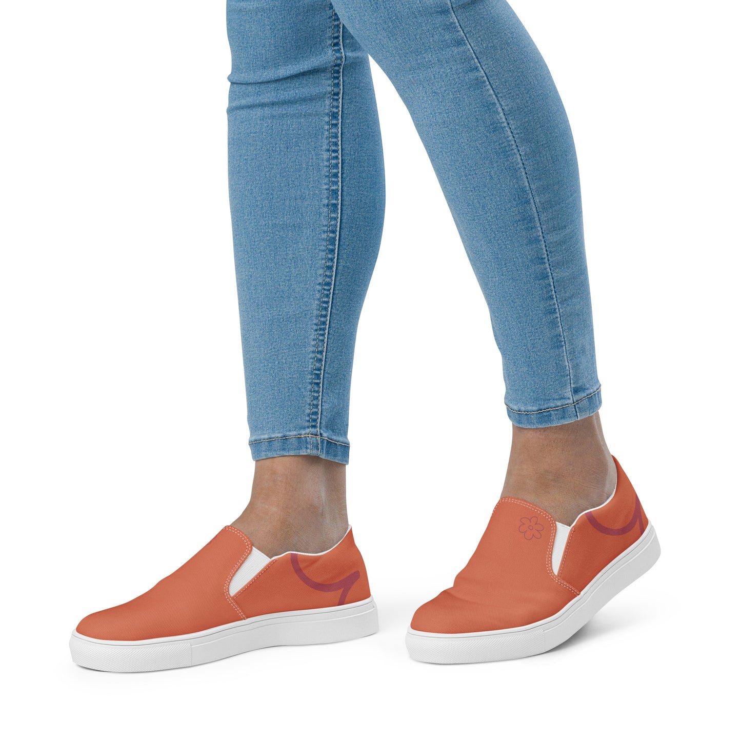 Tennis en Toile sans Lacets pour Femme - Orange Terracotta