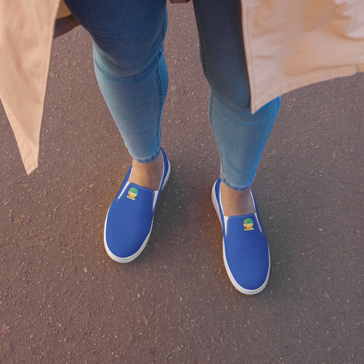 Tennis en Toile sans Lacets pour Femme - #YesWeCannes Bleu roi