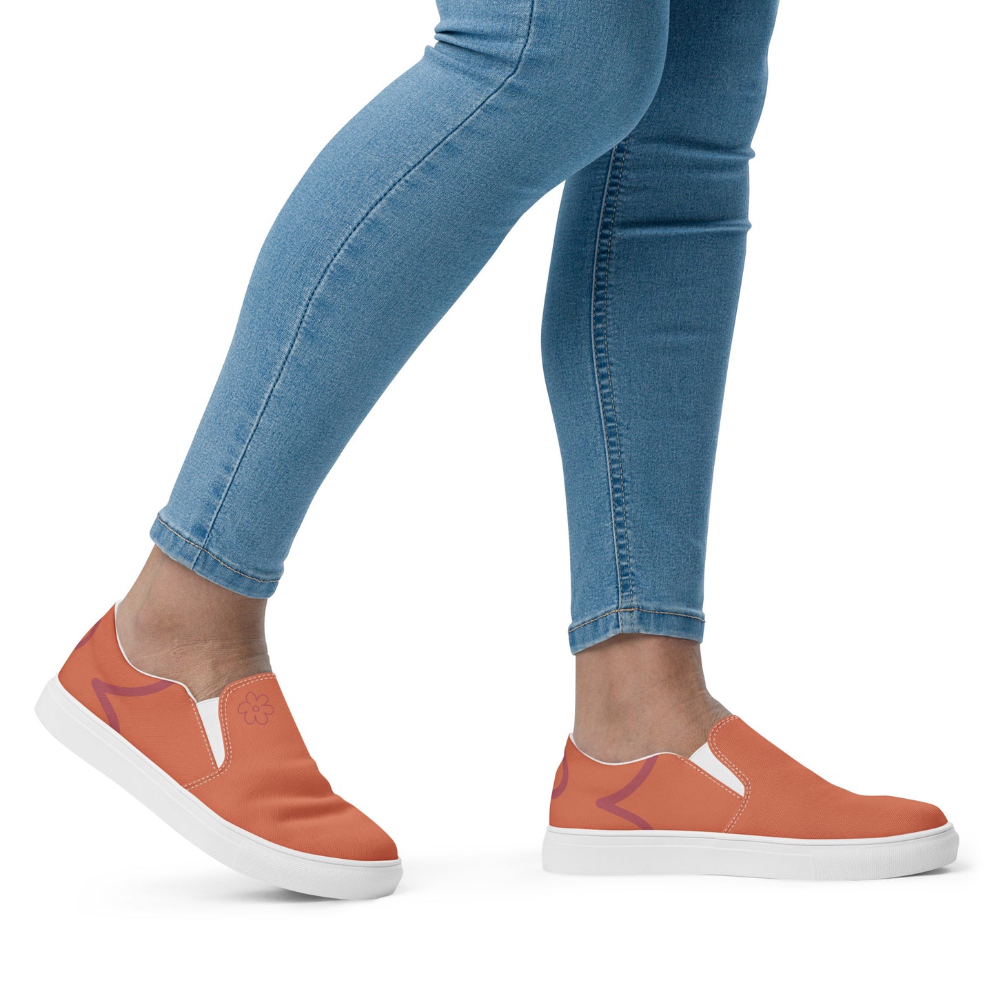 Tennis en Toile sans Lacets pour Femme - Orange Terracotta