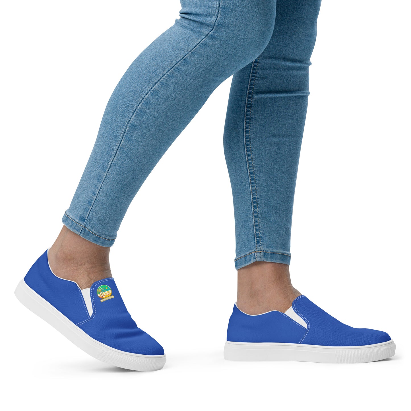 Tennis en Toile sans Lacets pour Femme - #YesWeCannes Bleu roi